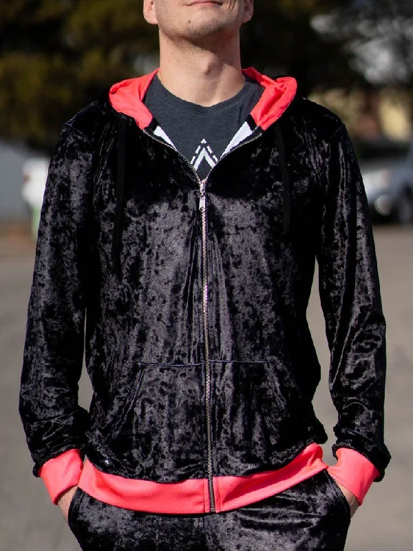 Effortless Outfits Neon Crushed Velvet Unisex Zip-Up Hoodie