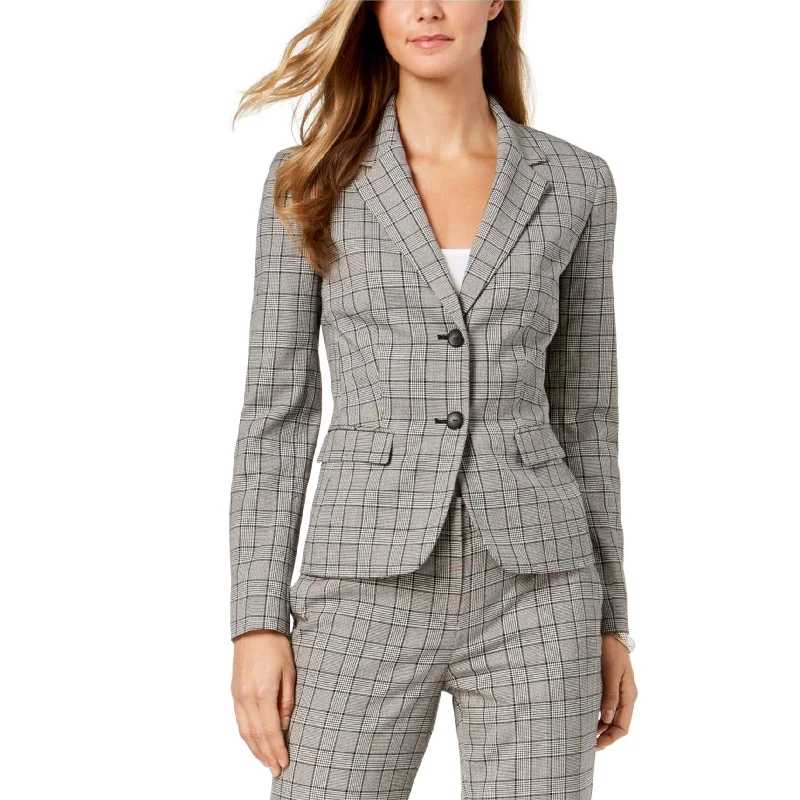 Relaxed Fashion Nine West Womens Glen Plaid Two Button Blazer Jacket, Black, 10