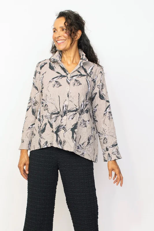 Cozy Chic Trends Pucker Weave Floral Retro Jacket