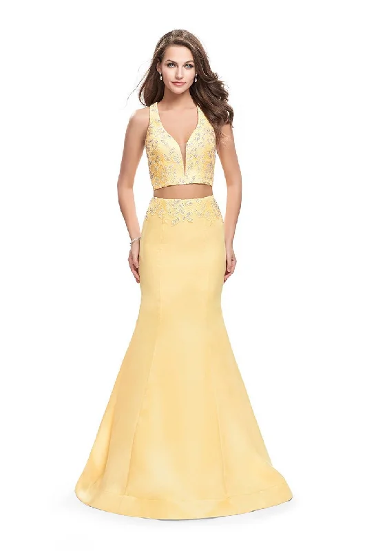 Modern Chic La Femme - 26311 Sculpted Two-Piece Beaded Mikado Evening Gown