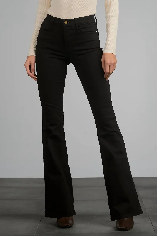 Comfortable Jeans Hi Waist Flared Jeans In Black