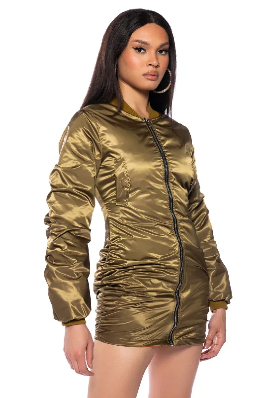 Modern Chic EMILIA ZIP UP PUFFER OPEN BACK DRESS