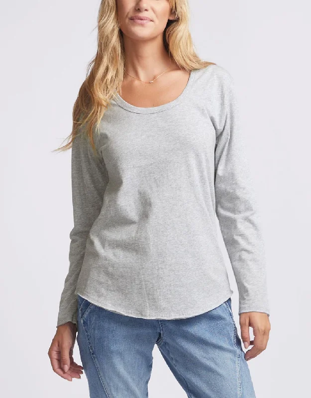 Casual Ease Original Round Neck Long Sleeve T-Shirt - Snow Grey