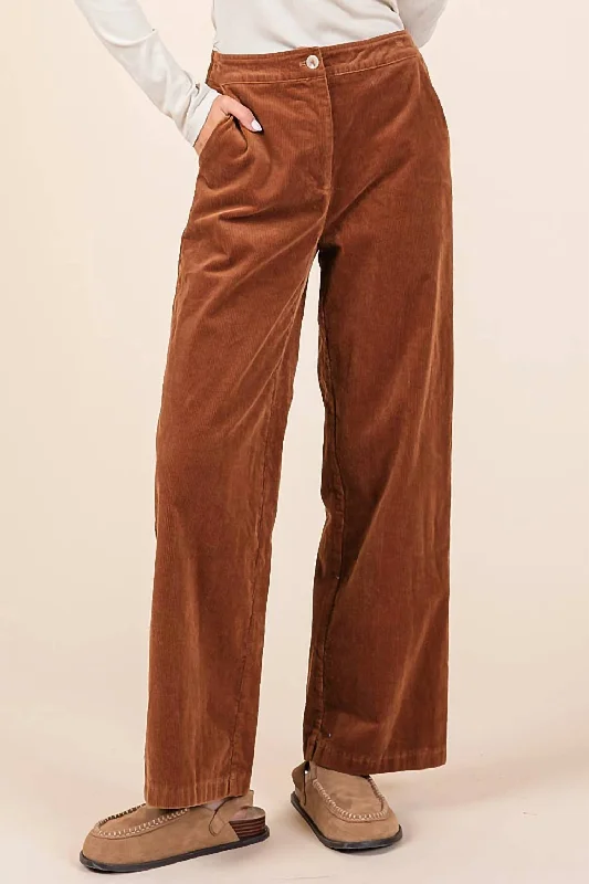 Relaxed Fits Corduroy Straignt Leg Jeans In Camel