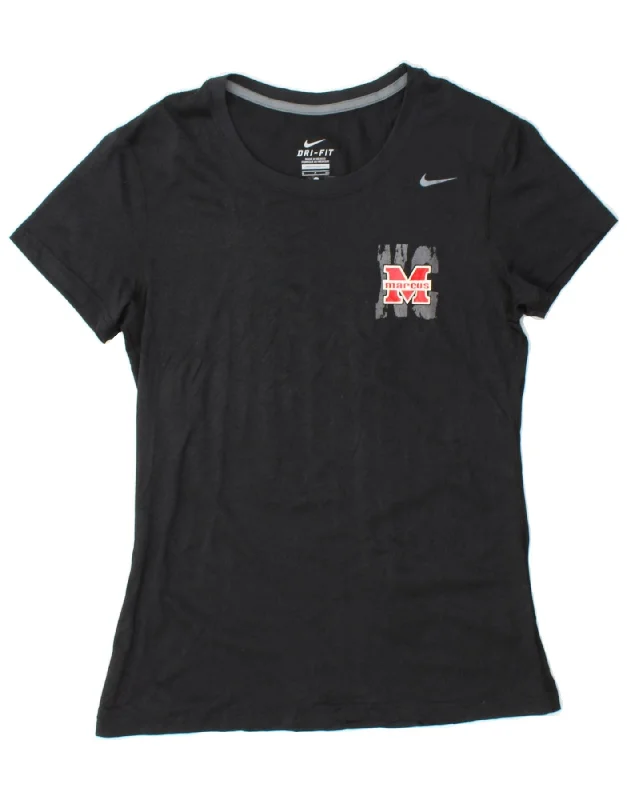 Cozy Essentials NIKE Womens Dri Fit Graphic T-Shirt Top UK 10 Small Black Polyester