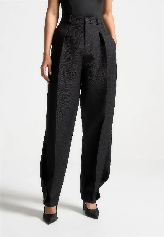 Comfy Dress Twist Leg Tailored Trousers - Black