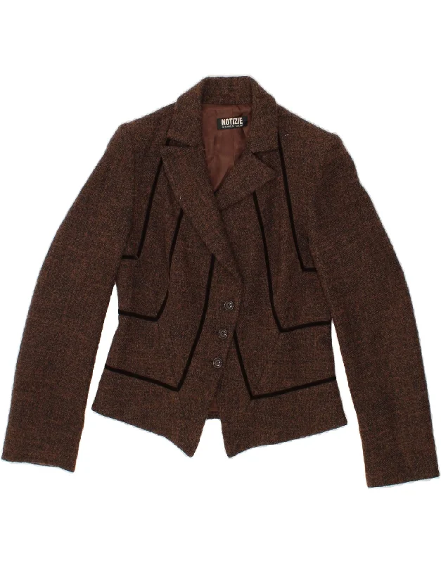Timeless Style MARIELLA BURANI Womens Blazer Jacket UK 14 Medium Brown Striped