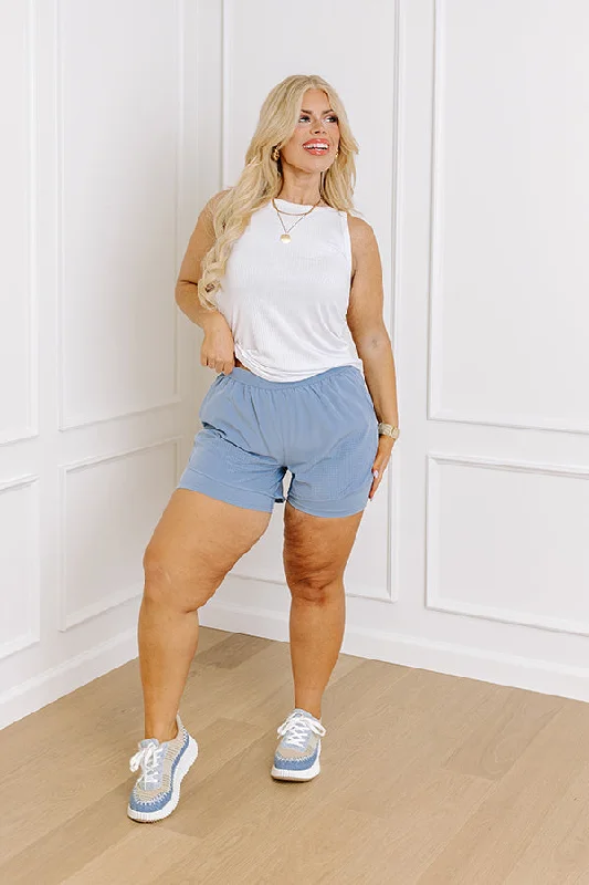 Cozy Essentials Light Jog Shorts In Airy Blue Curves