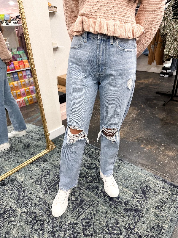 Comfortable Lifestyle JBD 90's Distressed Cropped Straight Jeans