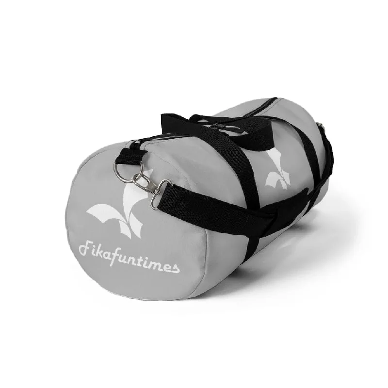 Casual Chic Outfits Lightweight Fikafuntimes White Logo Print Duffel Bag