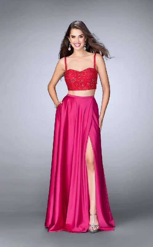 Light Comfort La Femme - 24159 Captivating Laced and Satin Sweetheart Two-Piece A-line Dress Light Comfort La Femme - 24159 Captivating Laced and Satin Sweetheart Two-Piece A-line Dress
