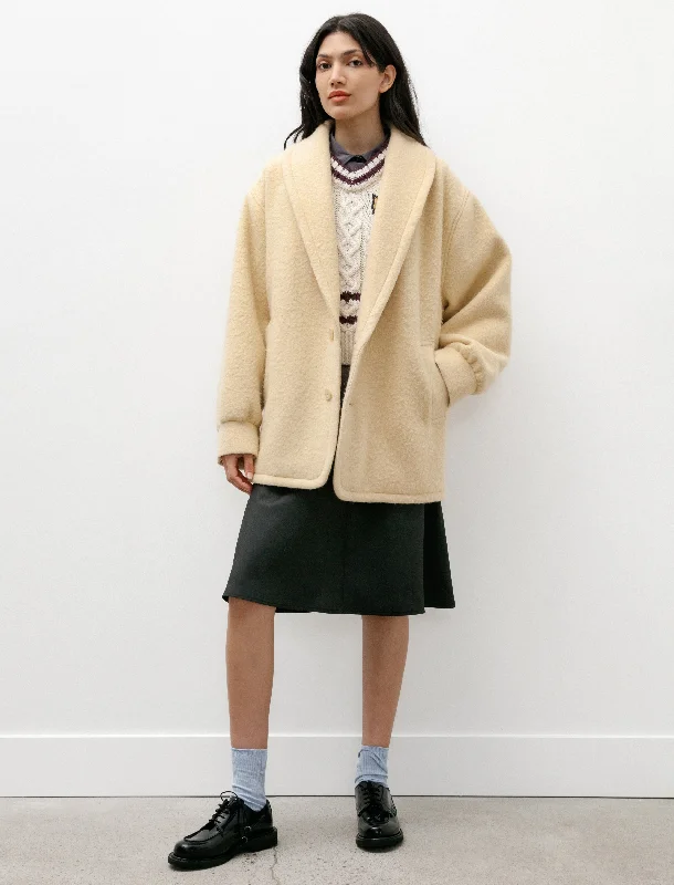 Soft Tops Brushed Alpaca Wool Melton Half Coat Beige