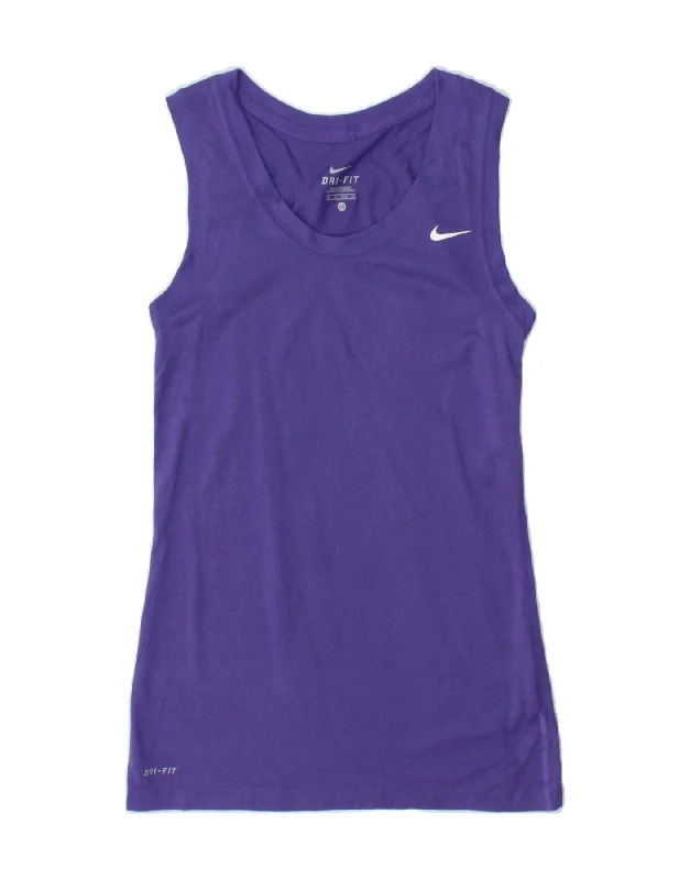 Elegant Dressing NIKE Womens Dri Fit Vest Top UK 4 XS Purple Polyester