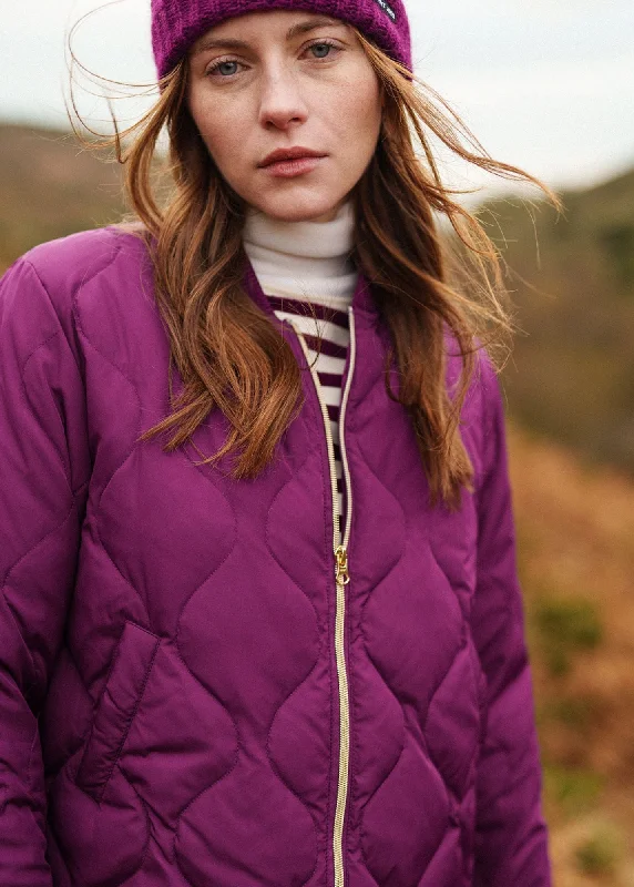 Versatile Comfort Wear ST IZIA - Quilted Zip-up Puffer Jacket (PLUM)