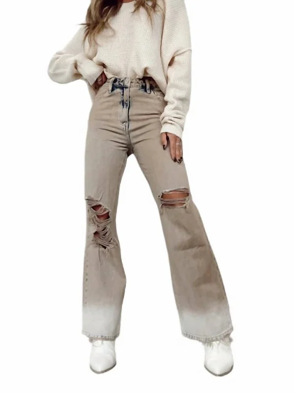 Warm Wear 90's Vintage Flare Jeans In Burnt