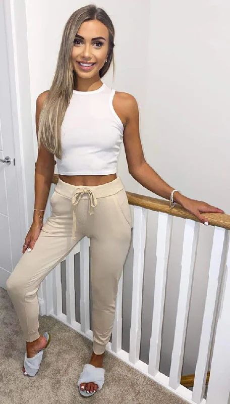 Everyday Style Ponti Jogging Bottoms with Pockets and Drawstring Closure