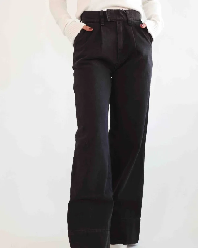 Relaxed Clothing Belted Palazzo Jeans In Black