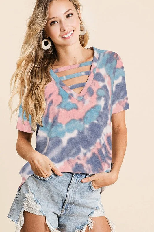 Cozy Fashion Trends Harmony Strappy Tie Dye Top, Multi