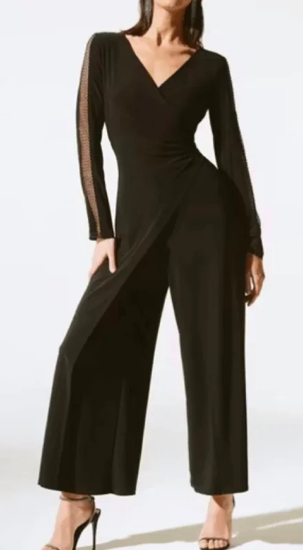 Effortless Dressing Jumpsuit Feminine Net Wrap In Black
