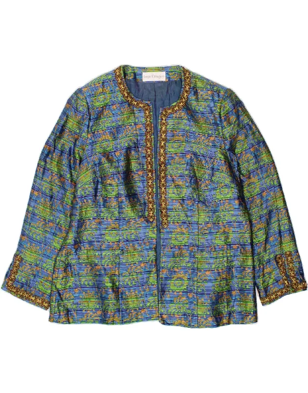 Relaxed Tops VINTAGE Womens Blazer Jacket UK 16 Large Blue Floral