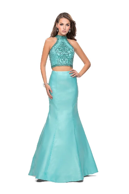 Cozy Chic Wear La Femme - 26255 Beaded High Neck Two-Piece Mermaid Gown