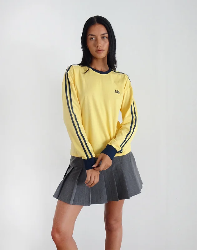 Cozy Footwear Prata Long Sleeve Top in Lemonade with Navy Binding