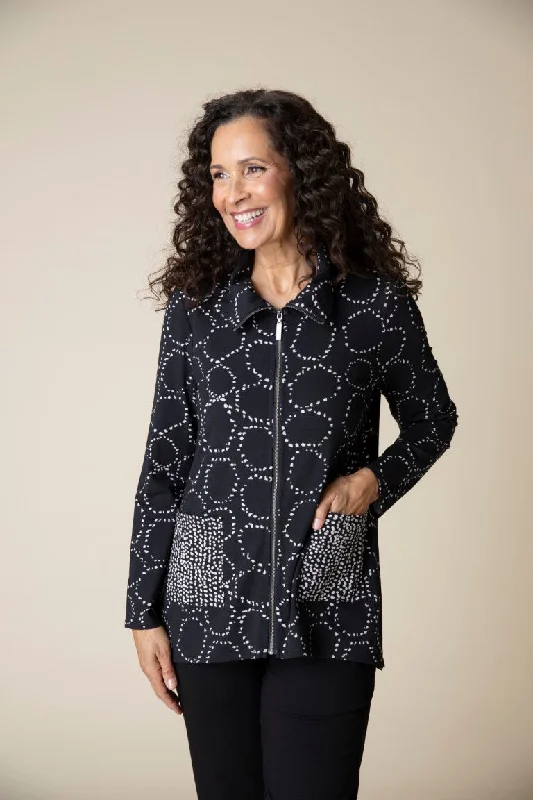 Cozy Lounge Wear Core Travel Circles Zip Jacket