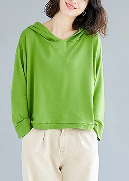 Comfy Chic Wear French hooded cotton tunic pattern Christmas Gifts green shirts fall