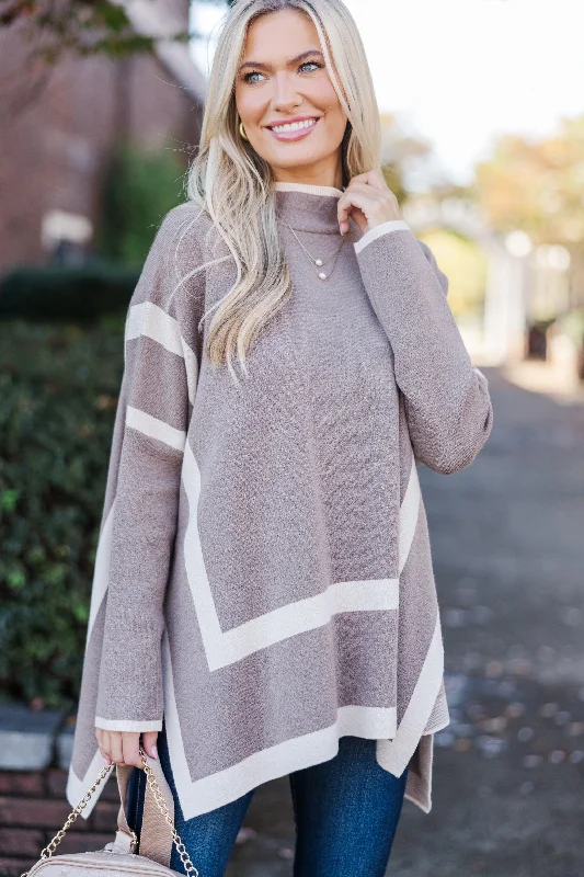 Fashionable Comfort All The Best Mocha Brown Striped Sweater Tunic