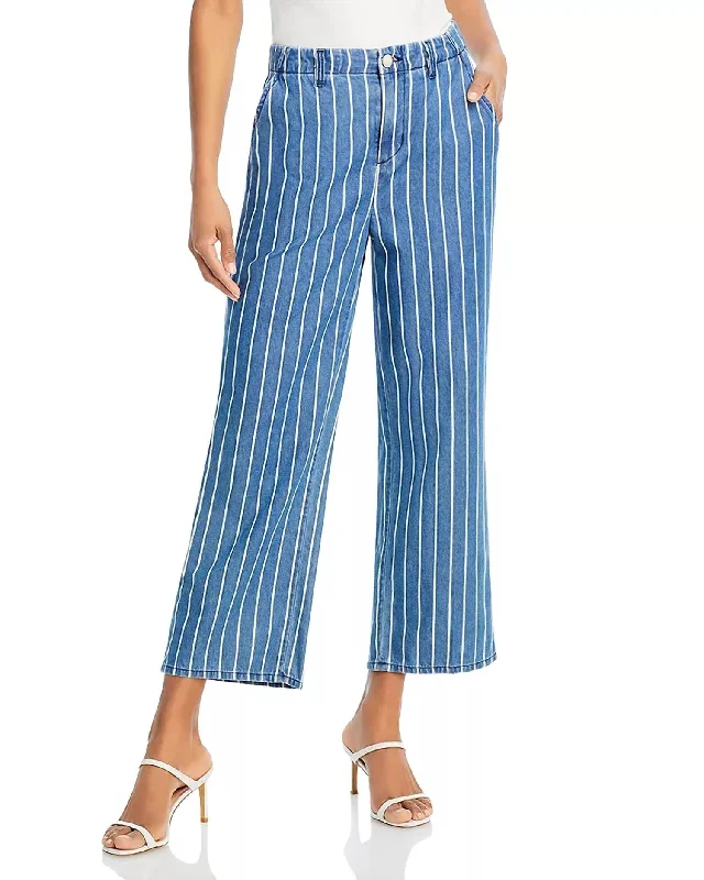 Relaxed Fashion Zayne Striped High Rise Crop Jeans In Denim