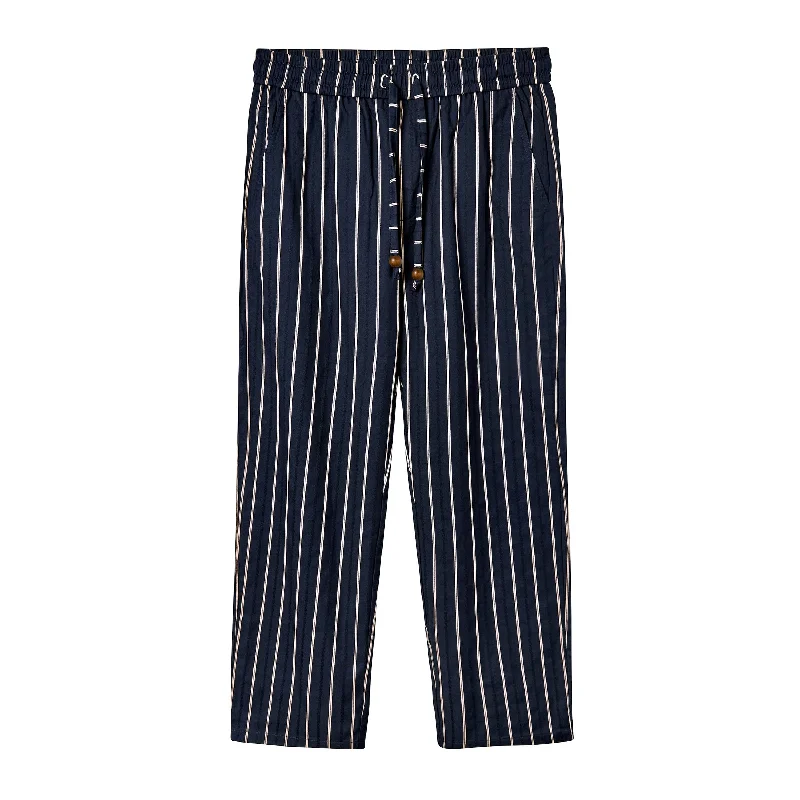 Simple Chic Easy-Going Pants (Navy Jacquard Stripe)
