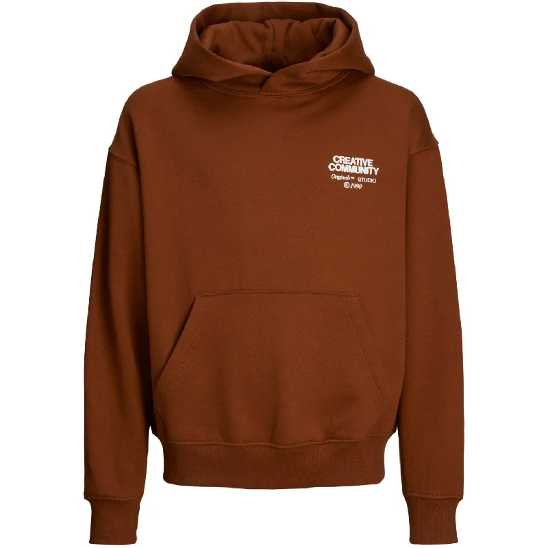 Warm Layers Jack & Jones Junior Brandy Brown Ornoho Back Graphic Sweat Hoodie