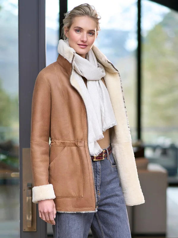 Cozy Fitting Annelie Reversible Shearling Coat