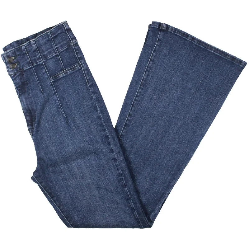 Casual Comfort Womens High Rise Faded Flared Jeans
