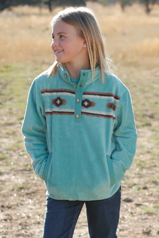 Effortless Looks Cruel Girl Kids Turquoise Fleece Pullover