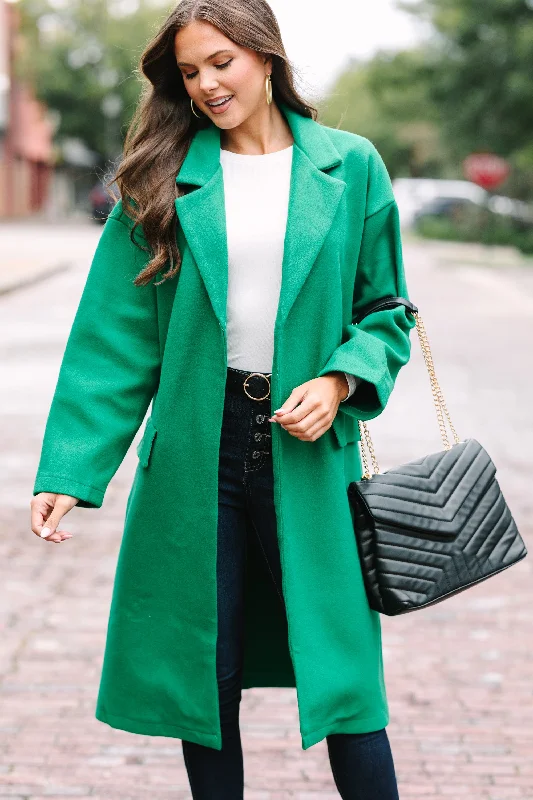 Comfortable Sweaters Off To The City Kelly Green Coat