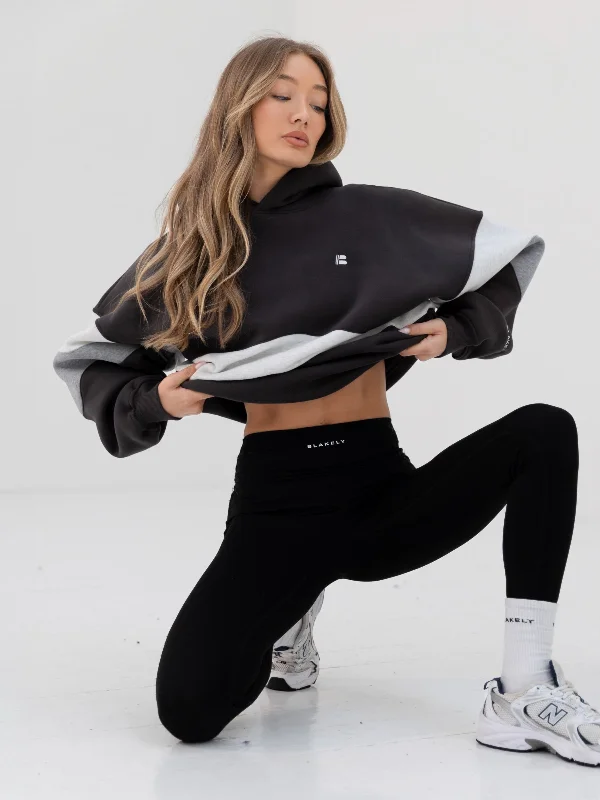 Casual Chic Looks Panel Oversized Hoodie - Graphite