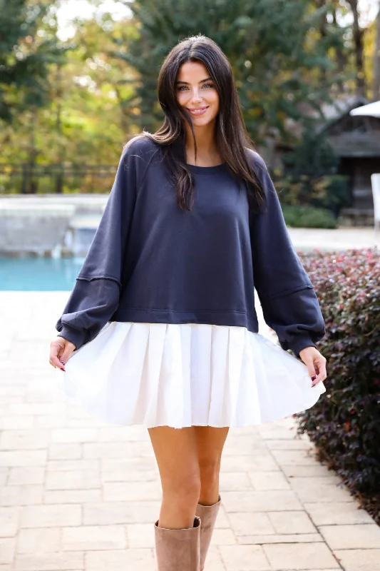 Weekend Comfort FINAL SALE - Contemporary Comfort Navy Sweatshirt Dress