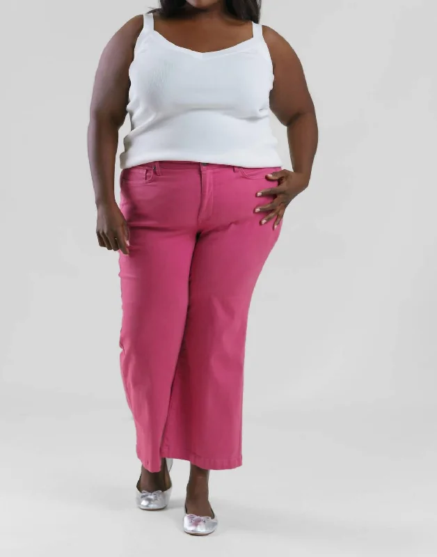 Cozy Chic Trends Teresa Wide Leg Ankle Jeans In Slate Rose
