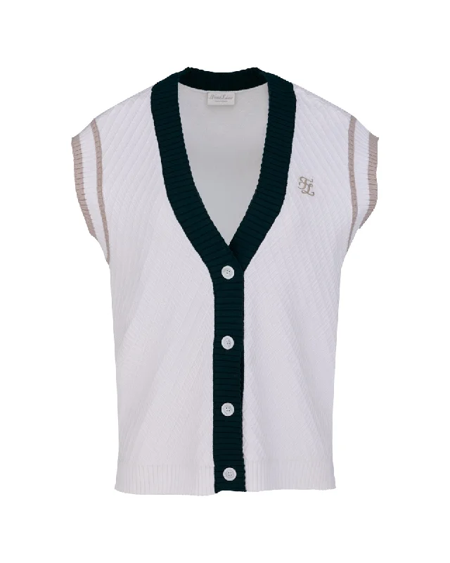 Relaxed Looks Color Scheme V-neck vest - White
