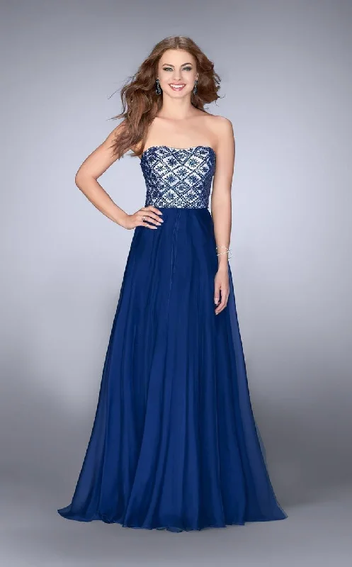 Fashion Comfort La Femme Gigi - 24561 Strapless Beaded Top Chiffon Prom Gown