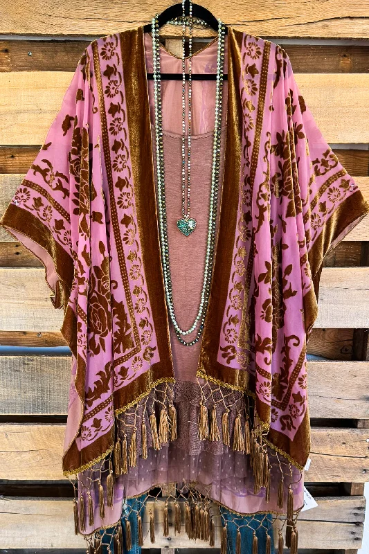 Fashionable Comfort AHB EXCLUSIVE: Stained Glass Kimono Burnout Velvet - Golden Mauve