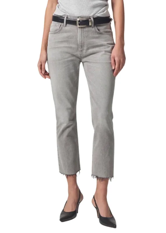 Trendy Comfort Wear Isola Straight Crop Jeans In Quartz Grey