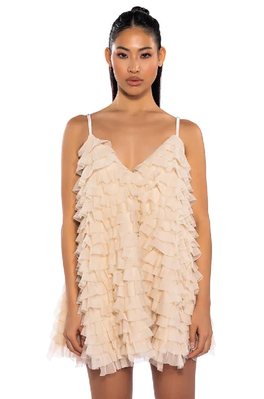Classic Comfort CRAZY FOR YOU BELTED TIERED TULLE MINI DRESS