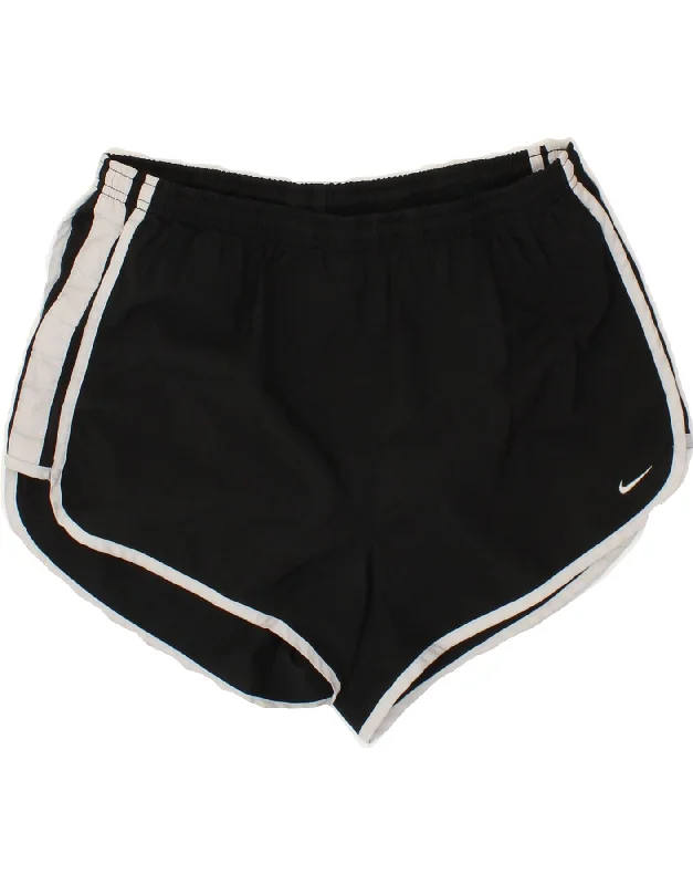 Comfy Layers NIKE Womens Sport Shorts UK 12 Medium Black Colourblock Polyester