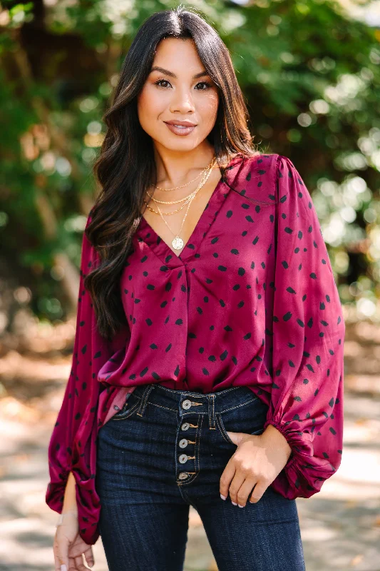 Effortless Dressing I Believe In You Burgundy Red Spotted Blouse