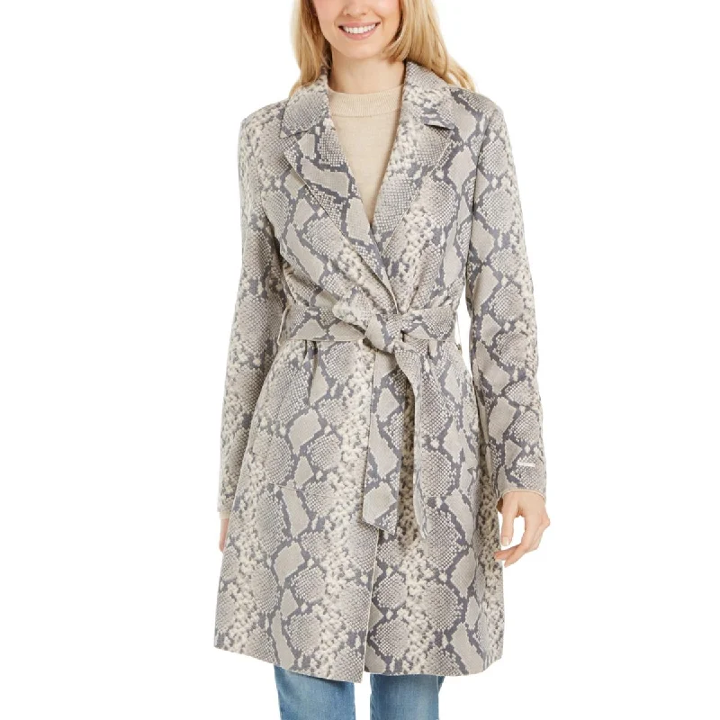 Relaxed Fit Wear Tahari Womens Snake Print Long Trench Coat