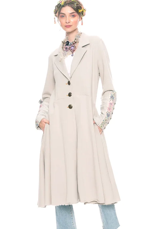 Fashionable Comfort Heart of Autumn Ivory French Terry Coat