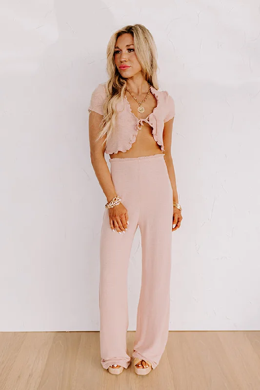 Comfortable Tops Isla High Waist Pants in Blush