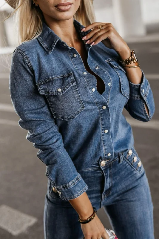 Cozy Essentials Inaya Blue Denim Shirt